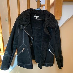 H&M Shearling Moto Biker Jacket